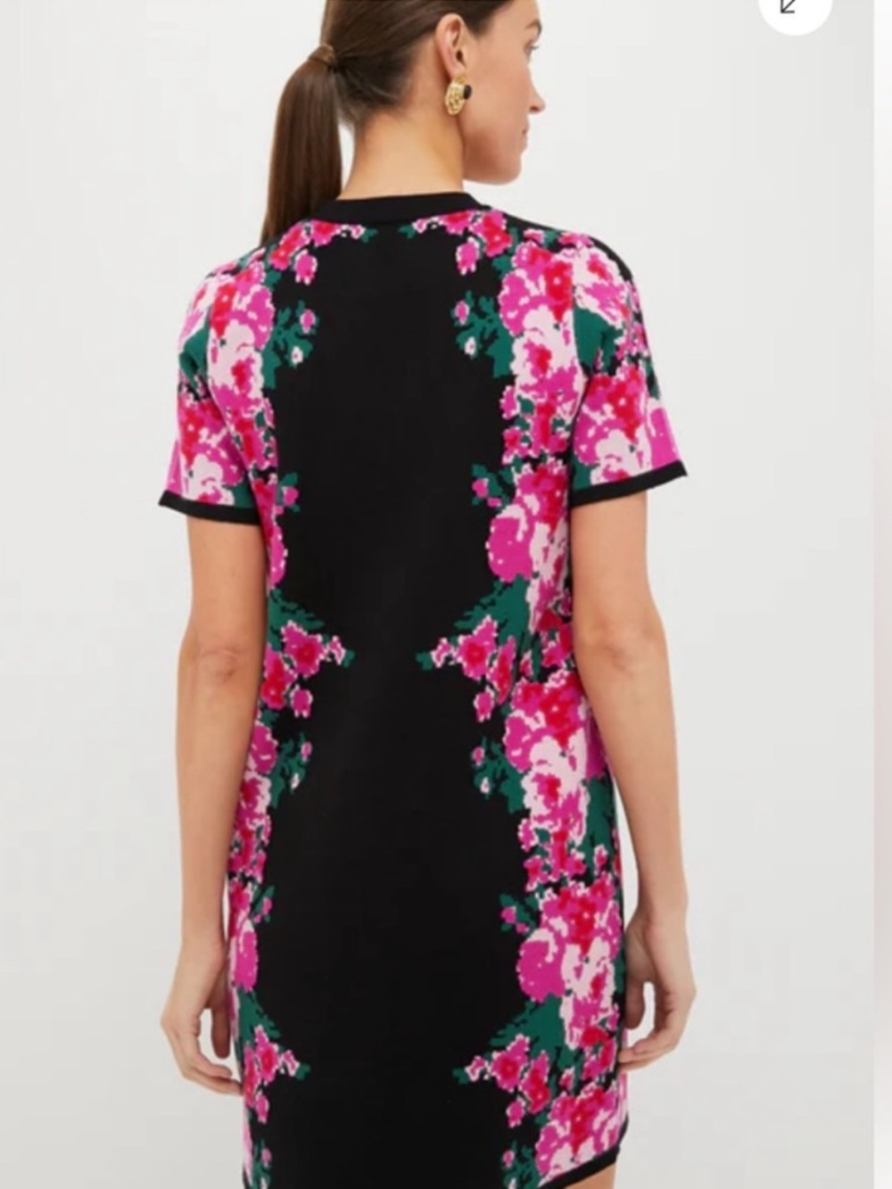 Tuckernuck Black Mini Shift Dress with Pink Floral Panels - Picture 3 of 6